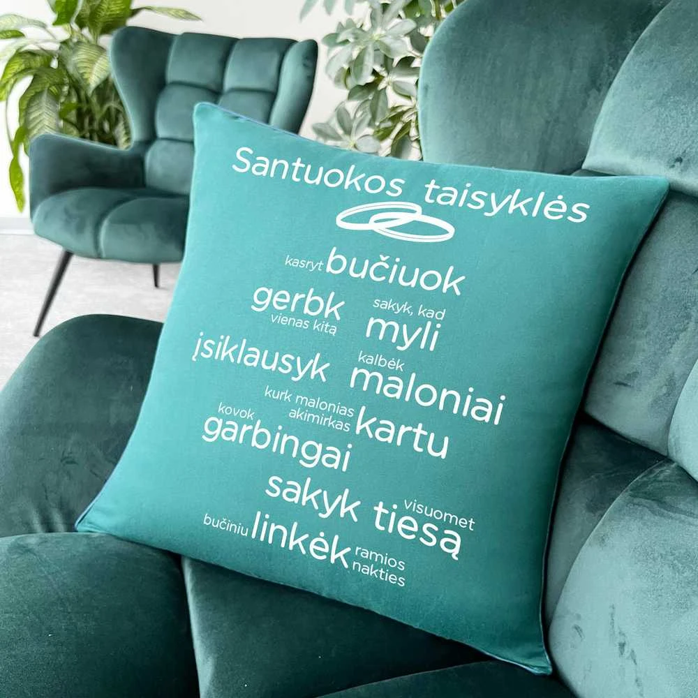 Dekoratyvinė pagalvėlė "Santuokos taisyklės"