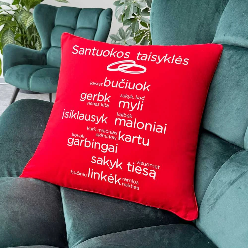 Dekoratyvinė pagalvėlė "Santuokos taisyklės"