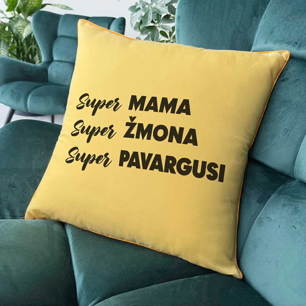 Dekoratyvinė pagalvėlė "Super mama apibūdinimas"