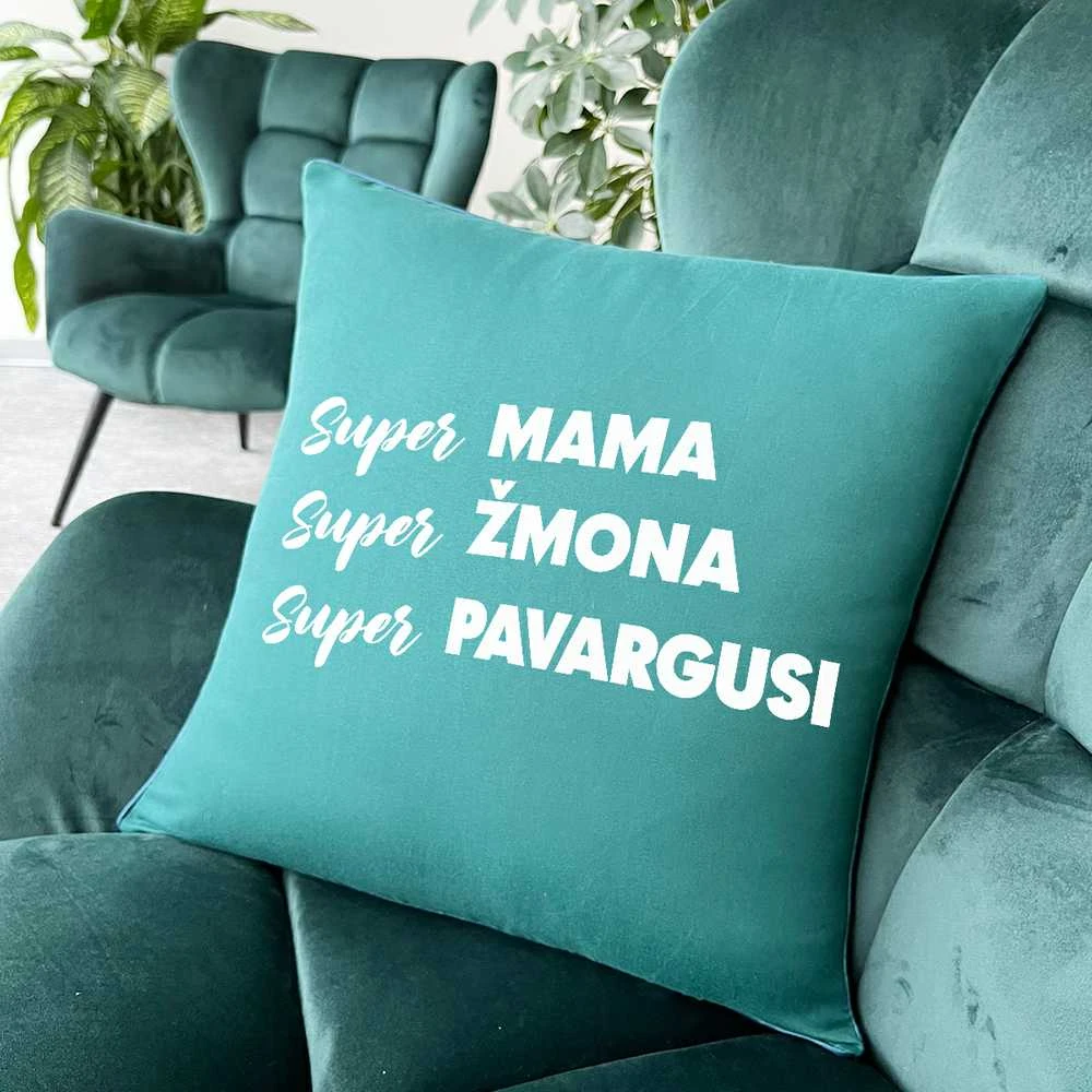 Dekoratyvinė pagalvėlė "Super mama apibūdinimas"