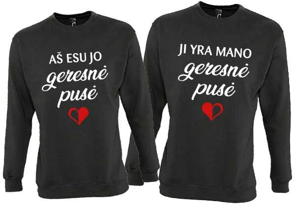 Džemperis "Aš esu jo geresnė pusė", be kapišono (IŠPARDAVIMAS)