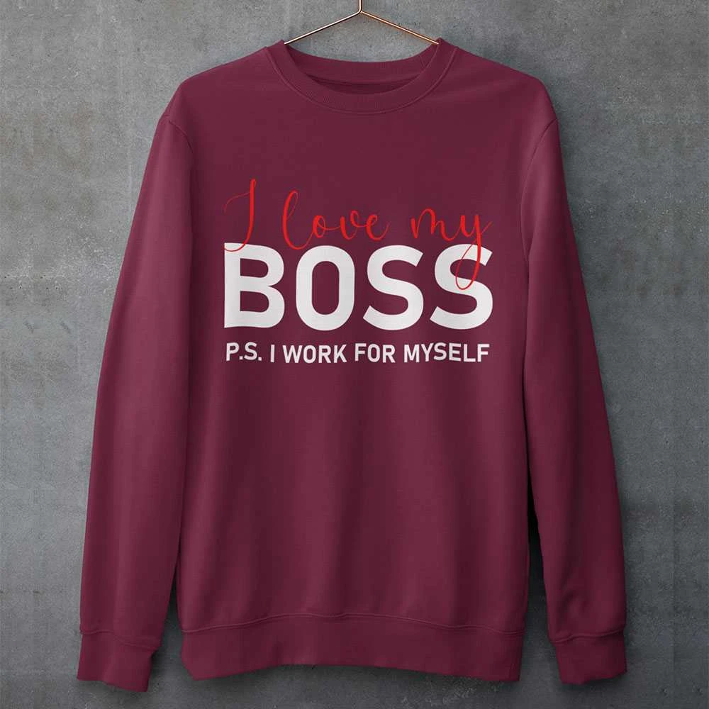 Džemperis "I love my Boss" (be kapišono)
