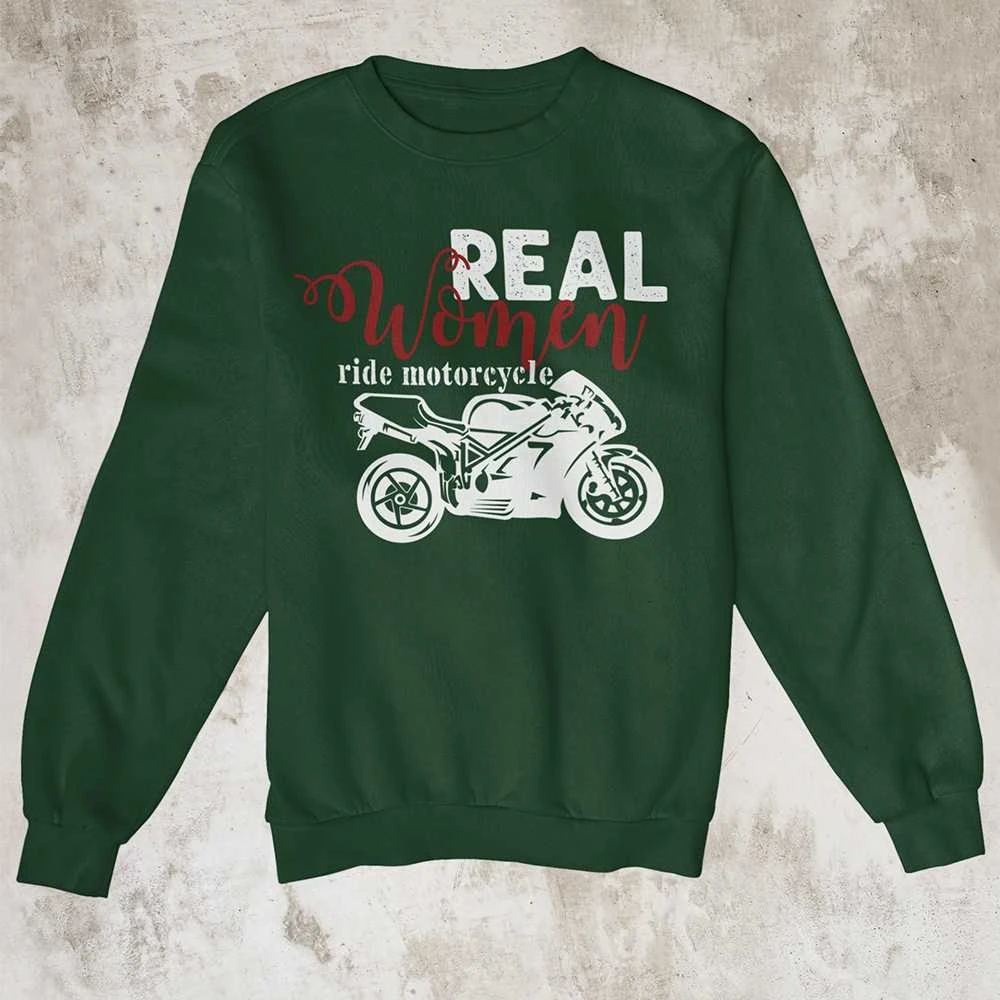 Džemperis "Real women ride motorcycle" (be kapišono)