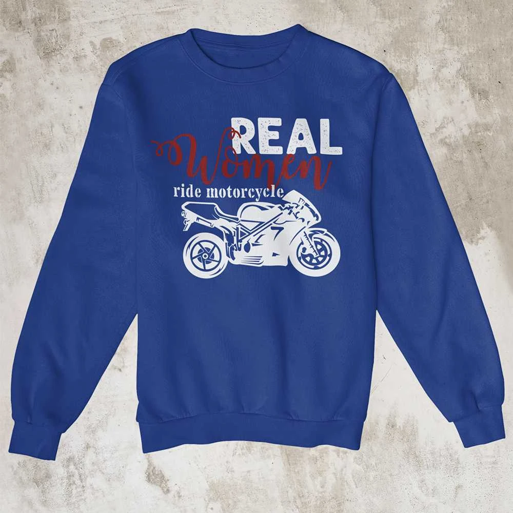 Džemperis "Real women ride motorcycle" (be kapišono)