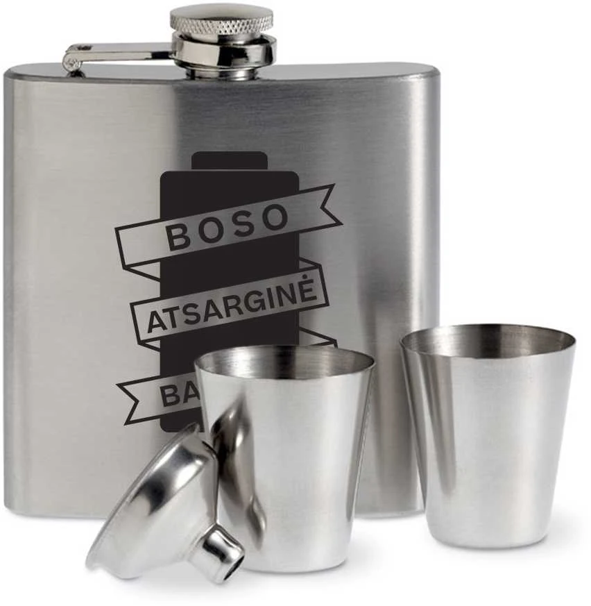 Gertuvės rinkinys su taurelėmis ir piltuvėliu "Boso baterija" (180ml)