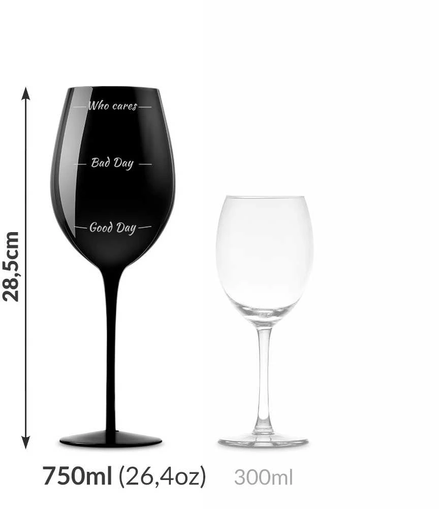 Divinto Gigantiška juoda vyno taurė "Who cares" (750ml)