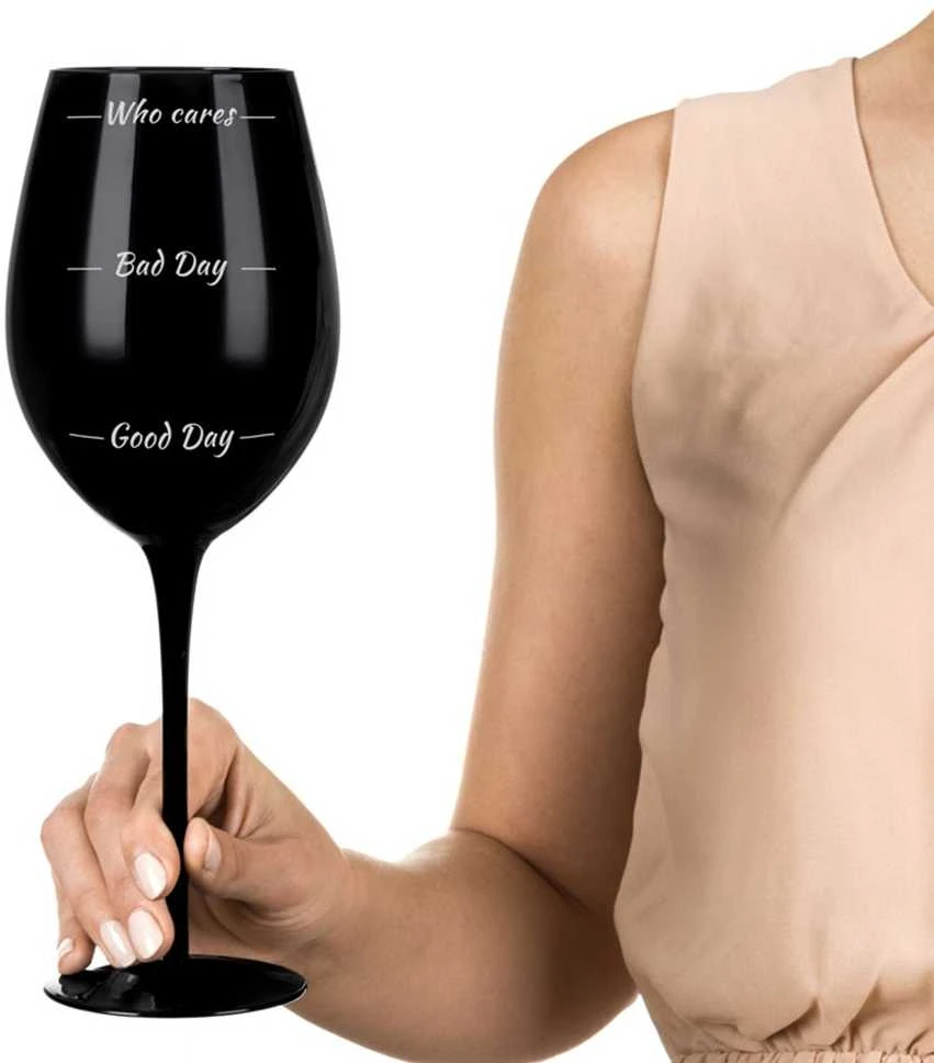 Divinto Gigantiška juoda vyno taurė "Who cares" (750ml)