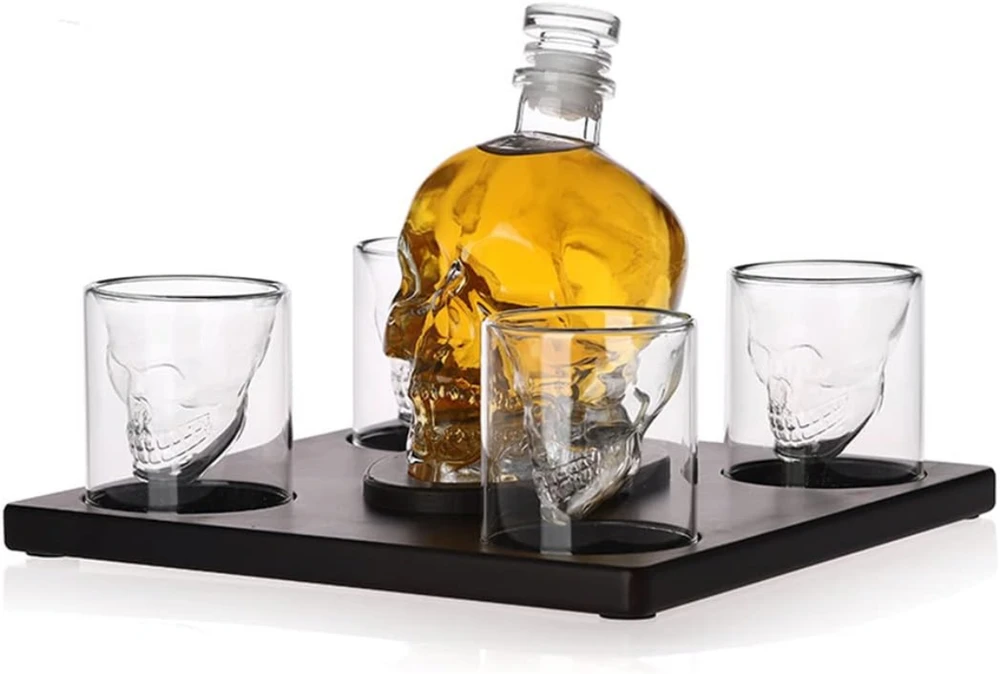 Grafino ir 4 stiklinių rinkinys "Skeleton"