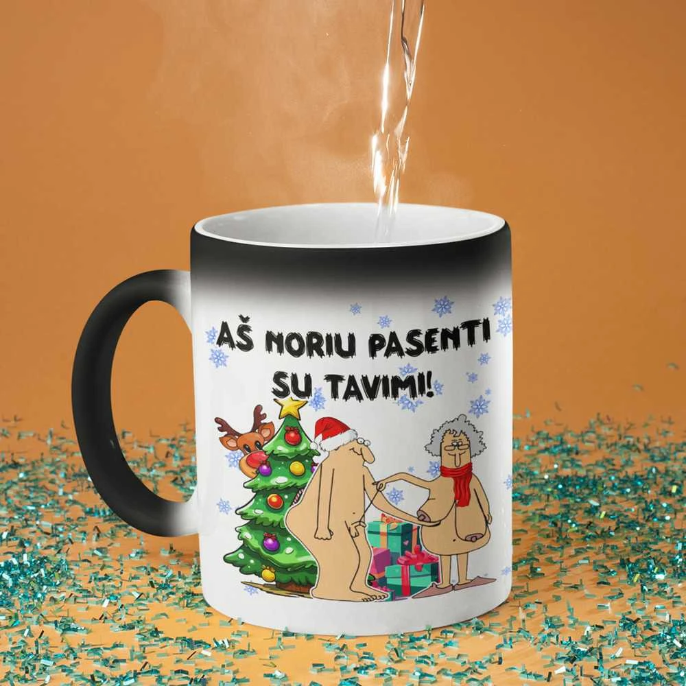 Kalėdinis puodelis "Aš noriu pasenti su tavimi"