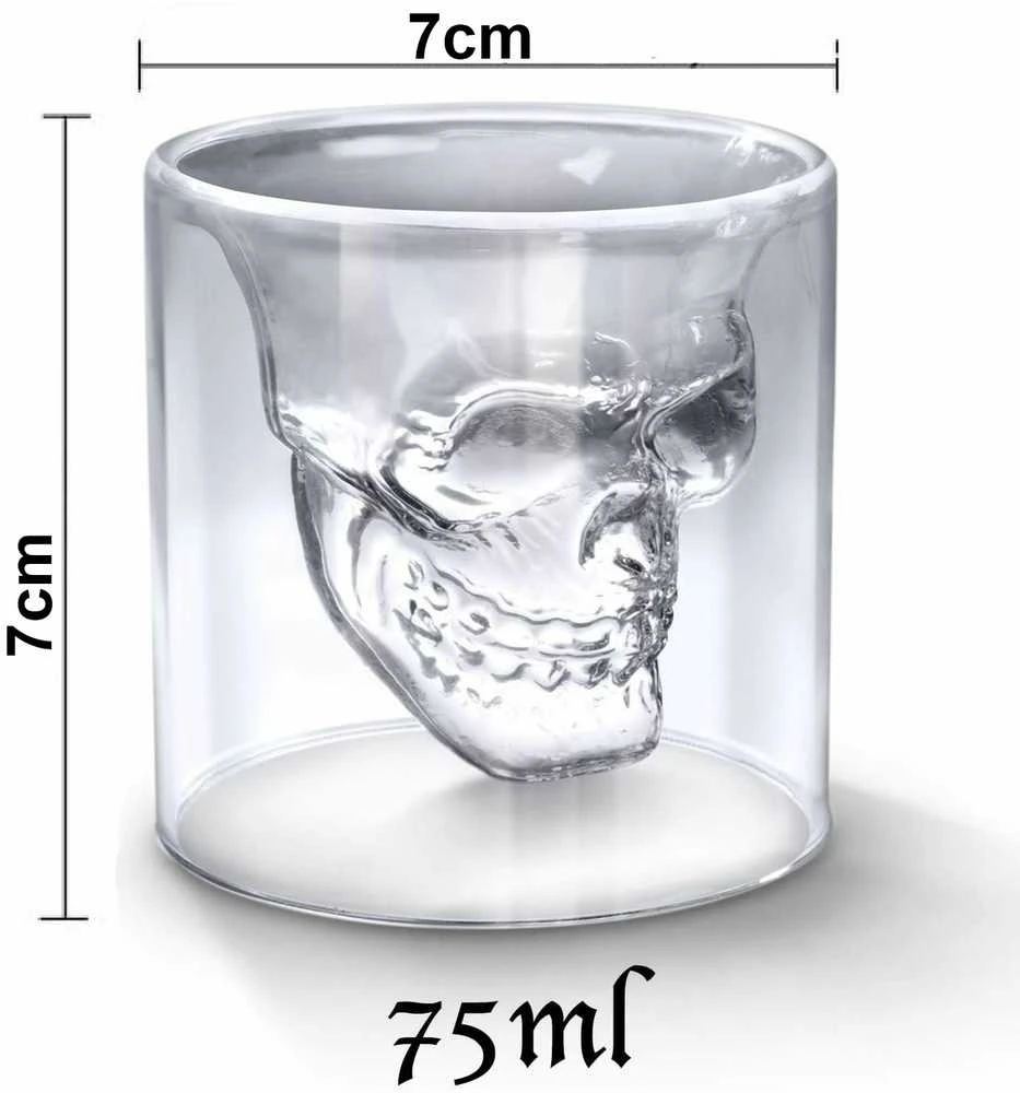 Kaukolės formos stikliukas "DOOMED", 75ml