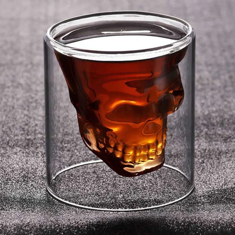 Kaukolės formos stikliukas "DOOMED", 75ml