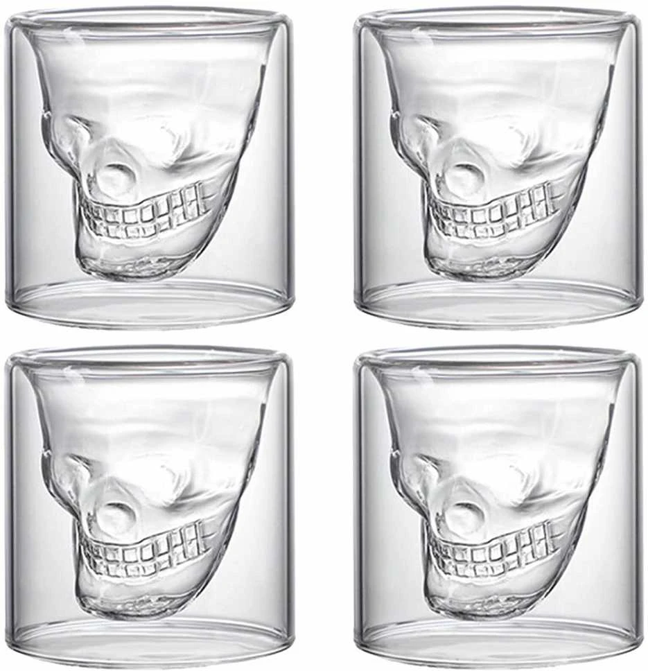 Kaukolės formos stikliukų rinkinys "DOOMED", 4 x 75ml