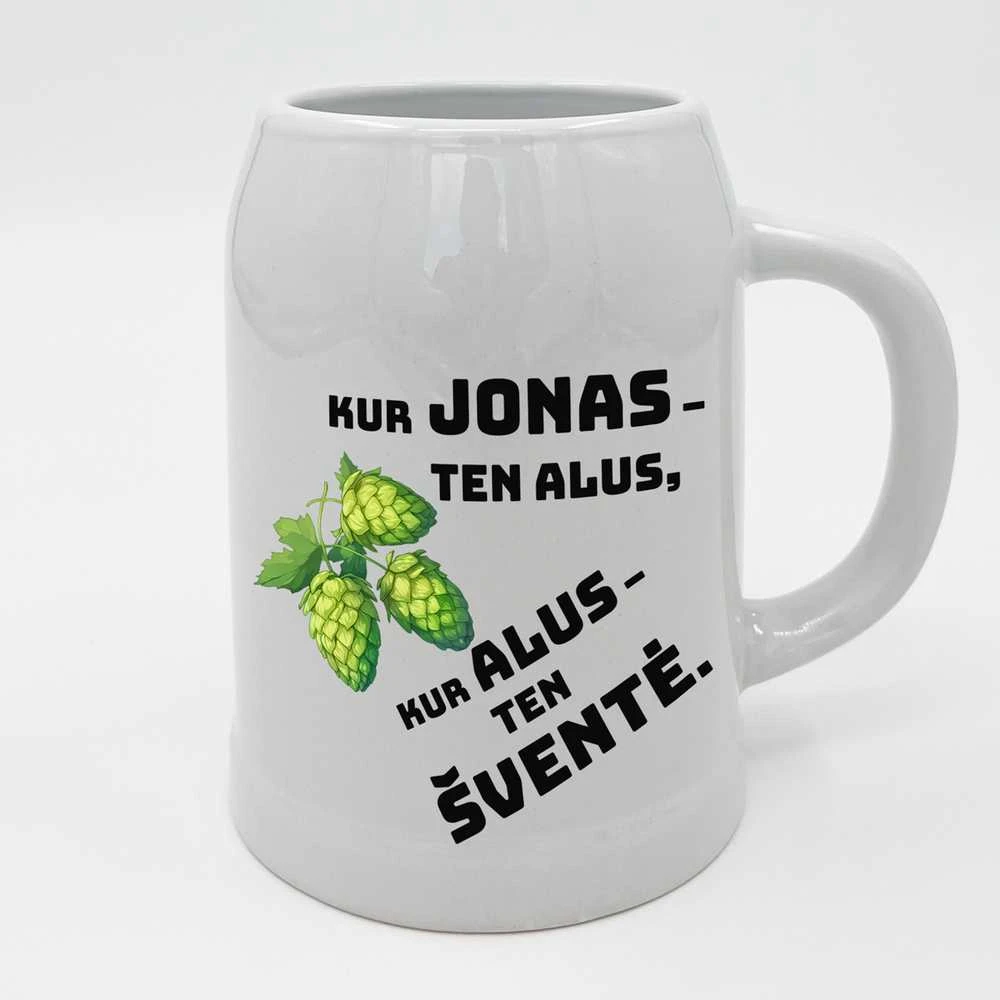 Keramikinis bokalas "Kur Jonas, ten šventė"