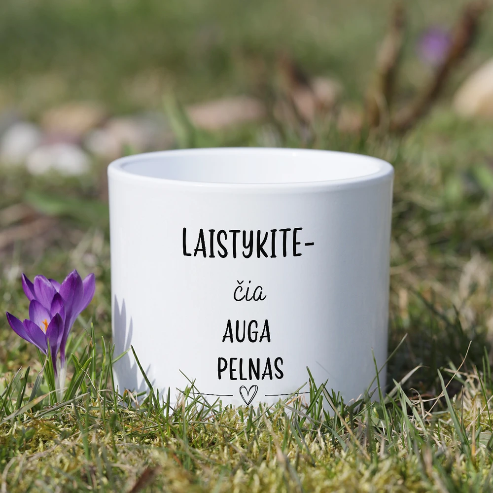 Keramikinis vazonas "Laistykite - čia auga pelnas"