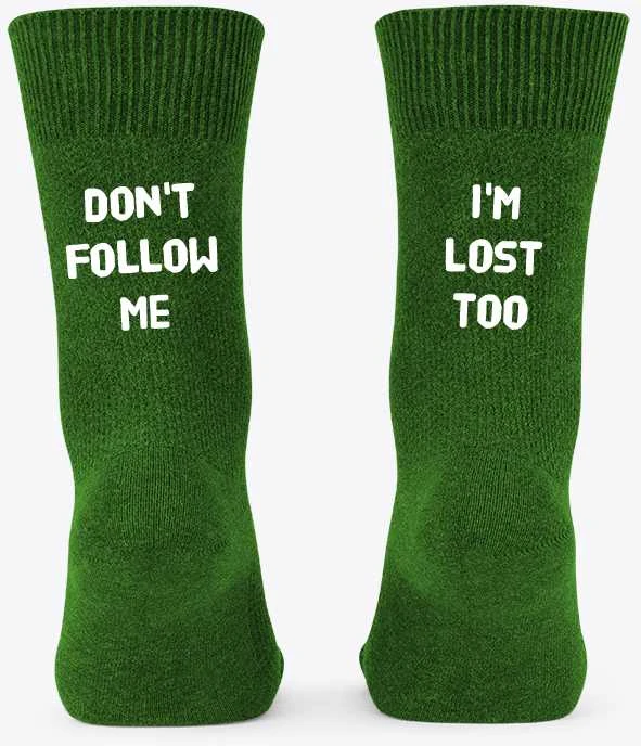 Kojinės su spauda iš galo "Don't follow me"