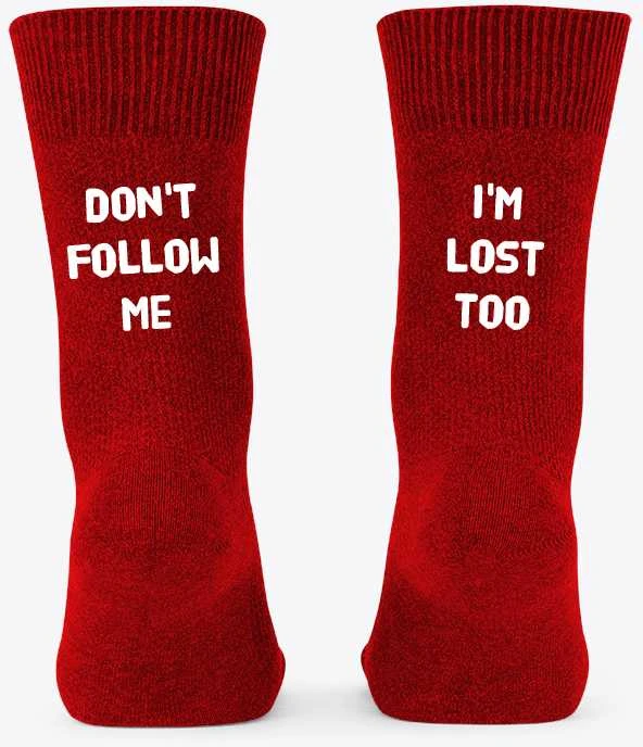 Kojinės su spauda iš galo "Don't follow me"