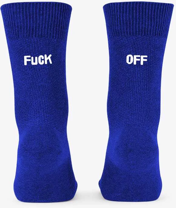 Kojinės su spauda iš galo "Fuck off"