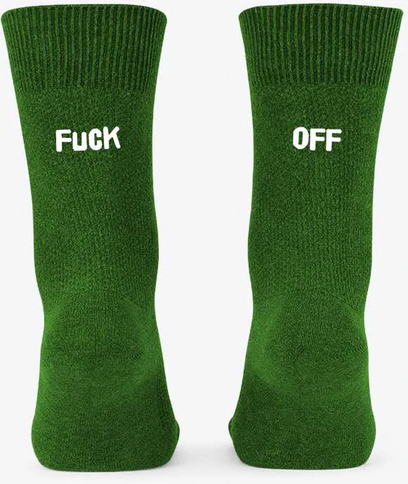 Kojinės su spauda iš galo "Fuck off"