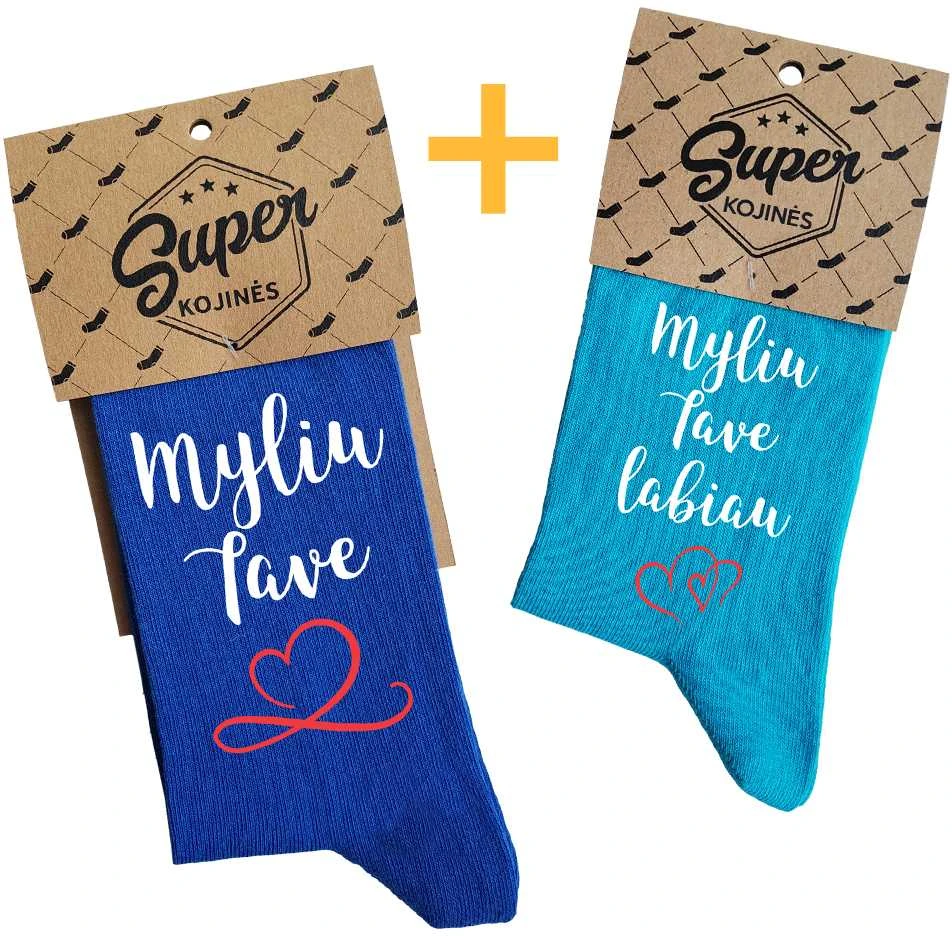 Kojinių komplektas porai "Myliu Tave labiau"