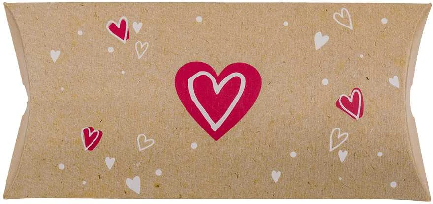Kraft popieriaus dėžutės - pagalvėlės "Heart", 4vnt