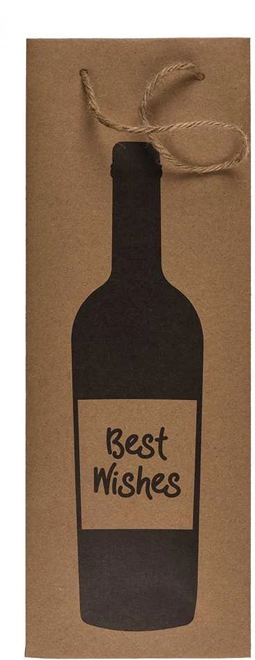 Kraft popieriaus dovanų maišelis buteliui "Wine time" (35x9x9cm)
