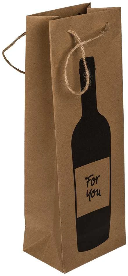 Kraft popieriaus dovanų maišelis buteliui "Wine time" (35x9x9cm)