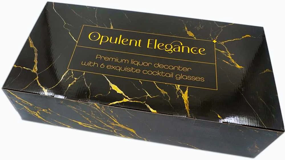 Krištolinio grafino ir 6 stiklinių rinkinys "OPULENT ELEGANCE"