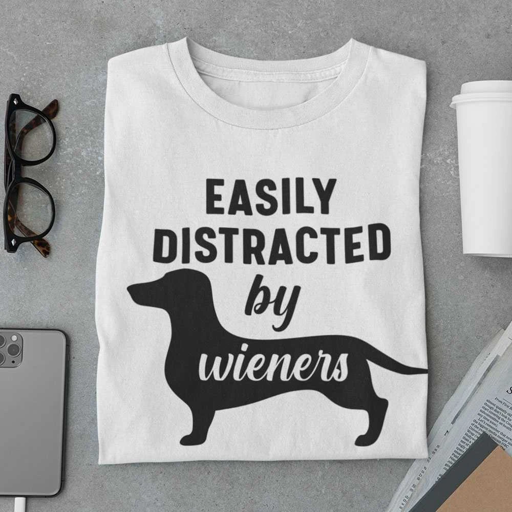 Marškinėliai "Easily distracted by wieners"