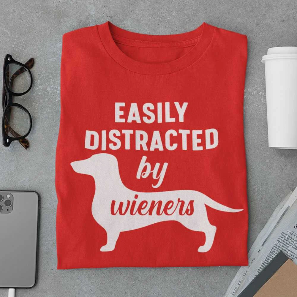 Marškinėliai "Easily distracted by wieners"