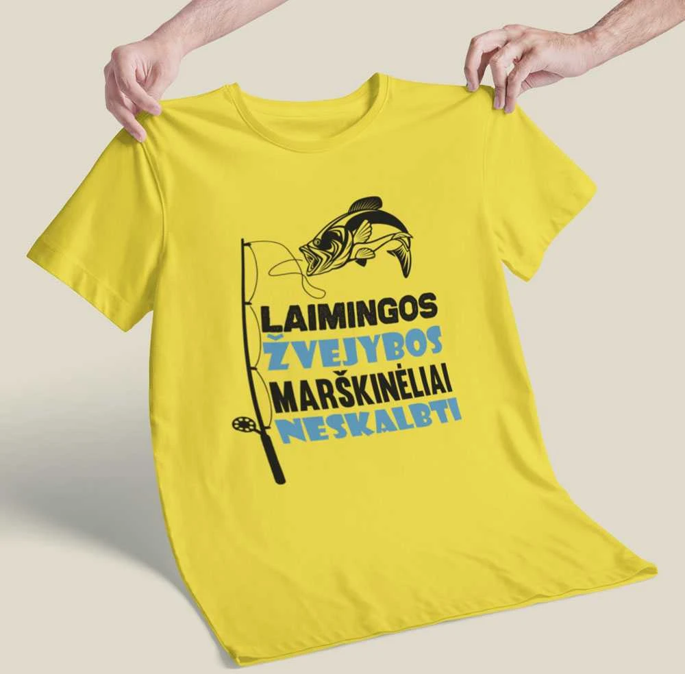 Marškinėliai "Laimingos žvejybos marškinėliai"