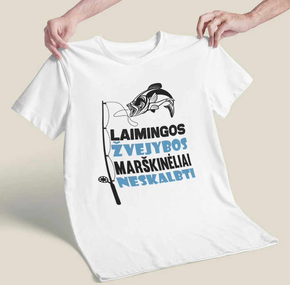 Marškinėliai "Laimingos žvejybos marškinėliai"