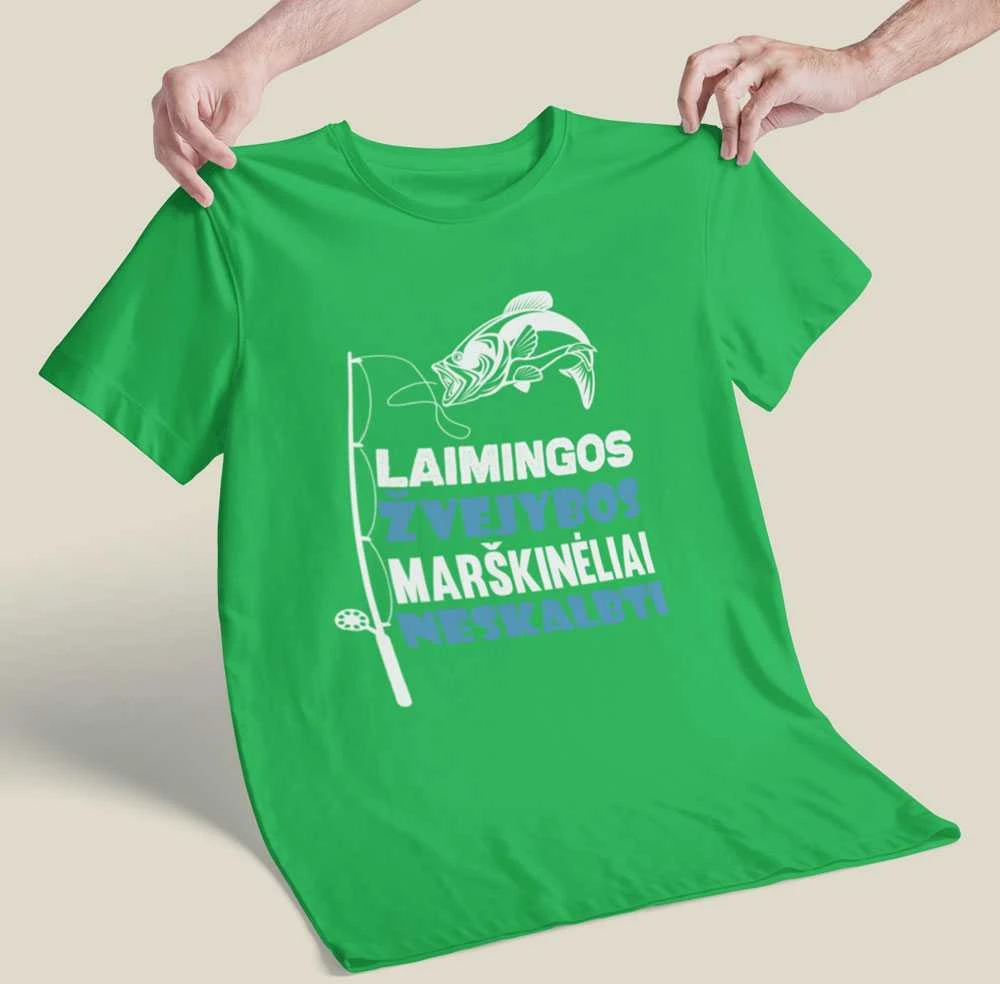 Marškinėliai "Laimingos žvejybos marškinėliai"