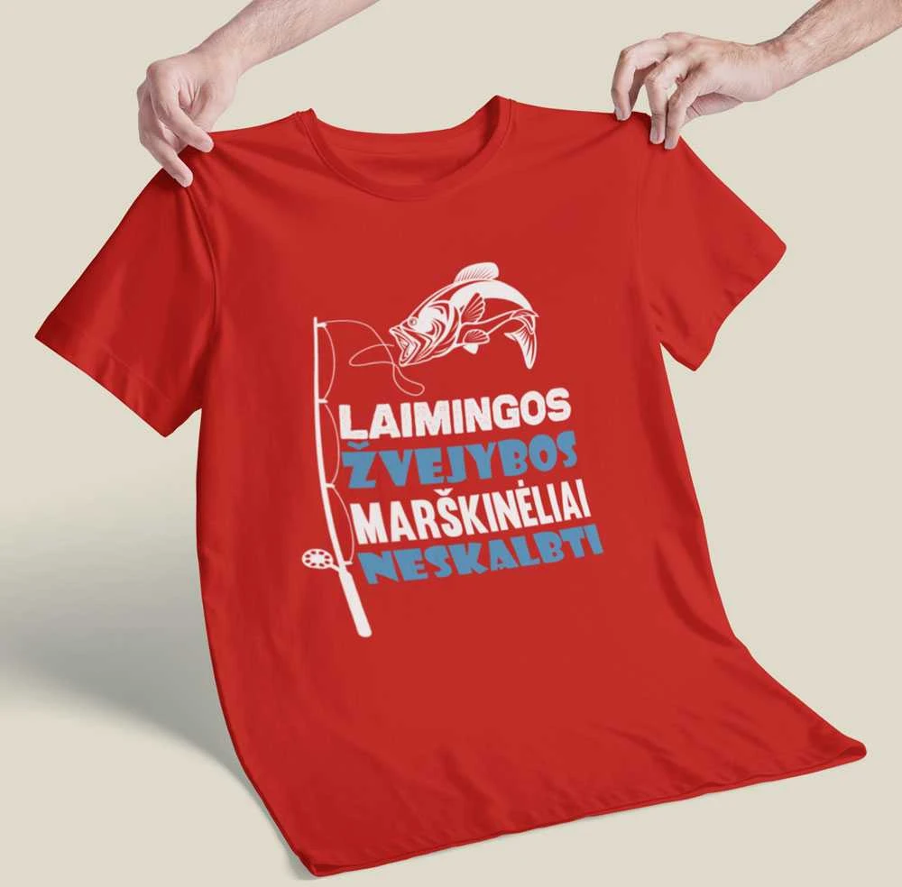 Marškinėliai "Laimingos žvejybos marškinėliai"