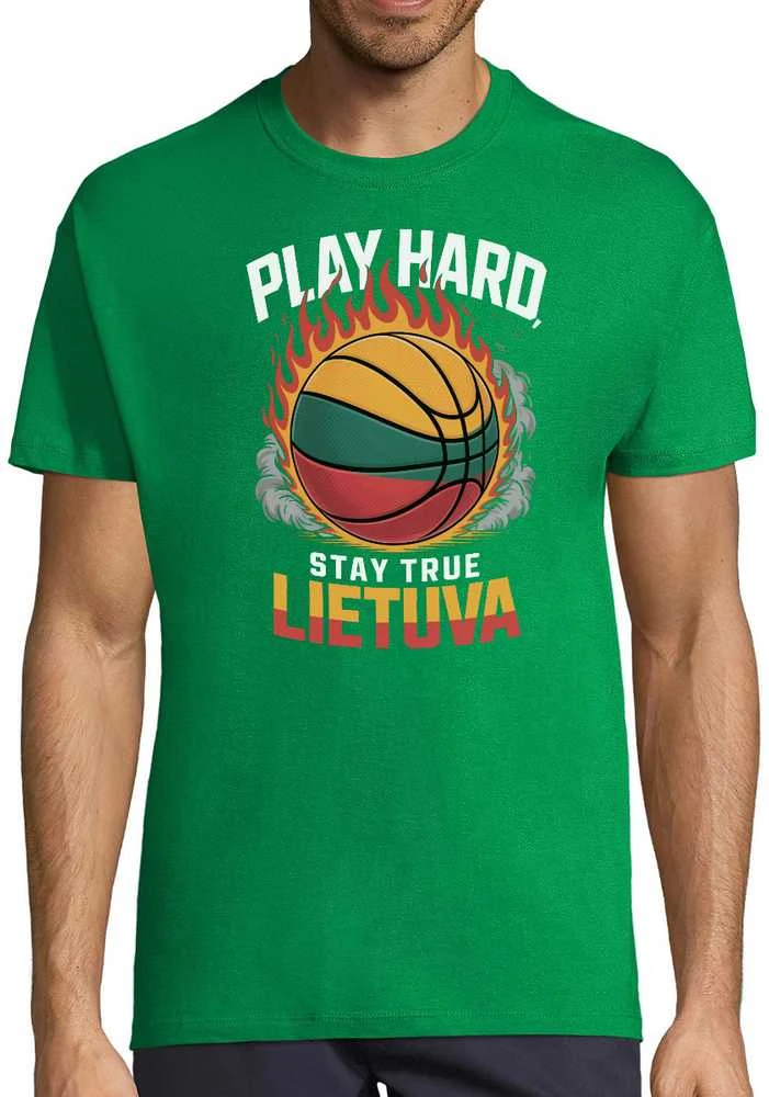 Marškinėliai "Lietuva: play hard, stay true"