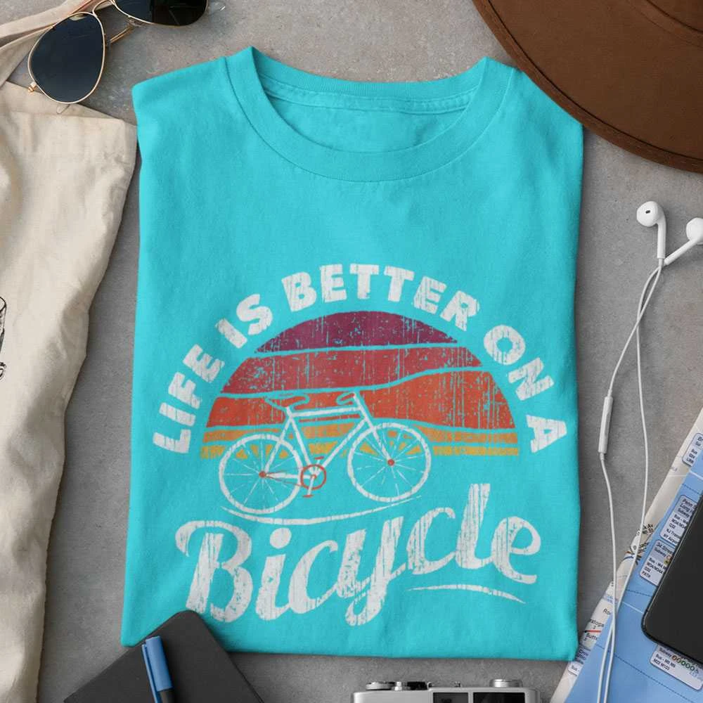 Marškinėliai "Life is better on a bicycle"