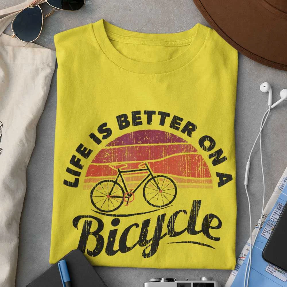 Marškinėliai "Life is better on a bicycle"