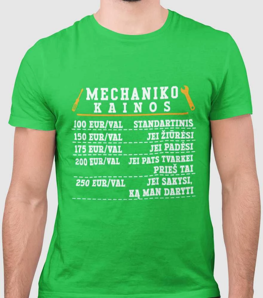 Marškinėliai "Mechaniko kainoraštis"