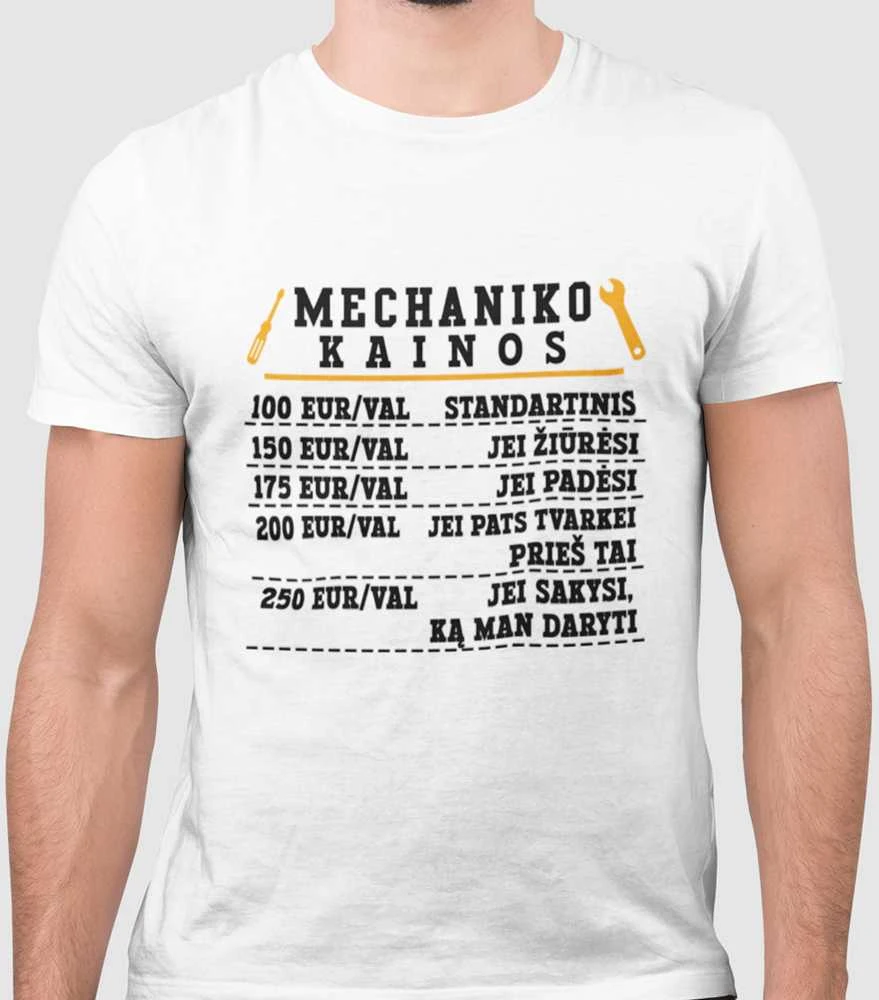 Marškinėliai "Mechaniko kainoraštis"