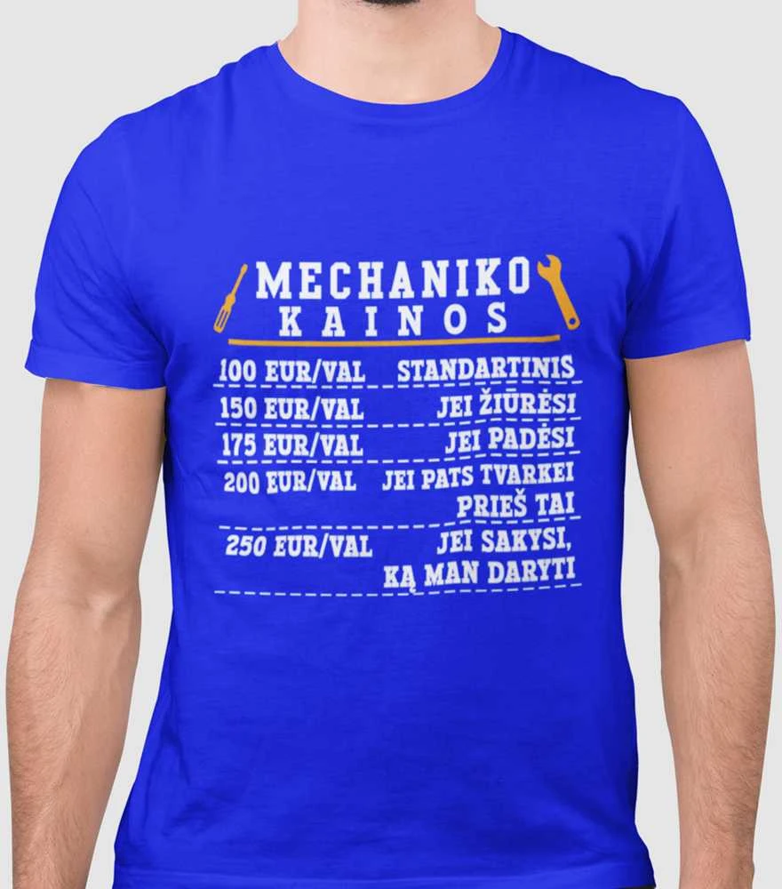 Marškinėliai "Mechaniko kainoraštis"