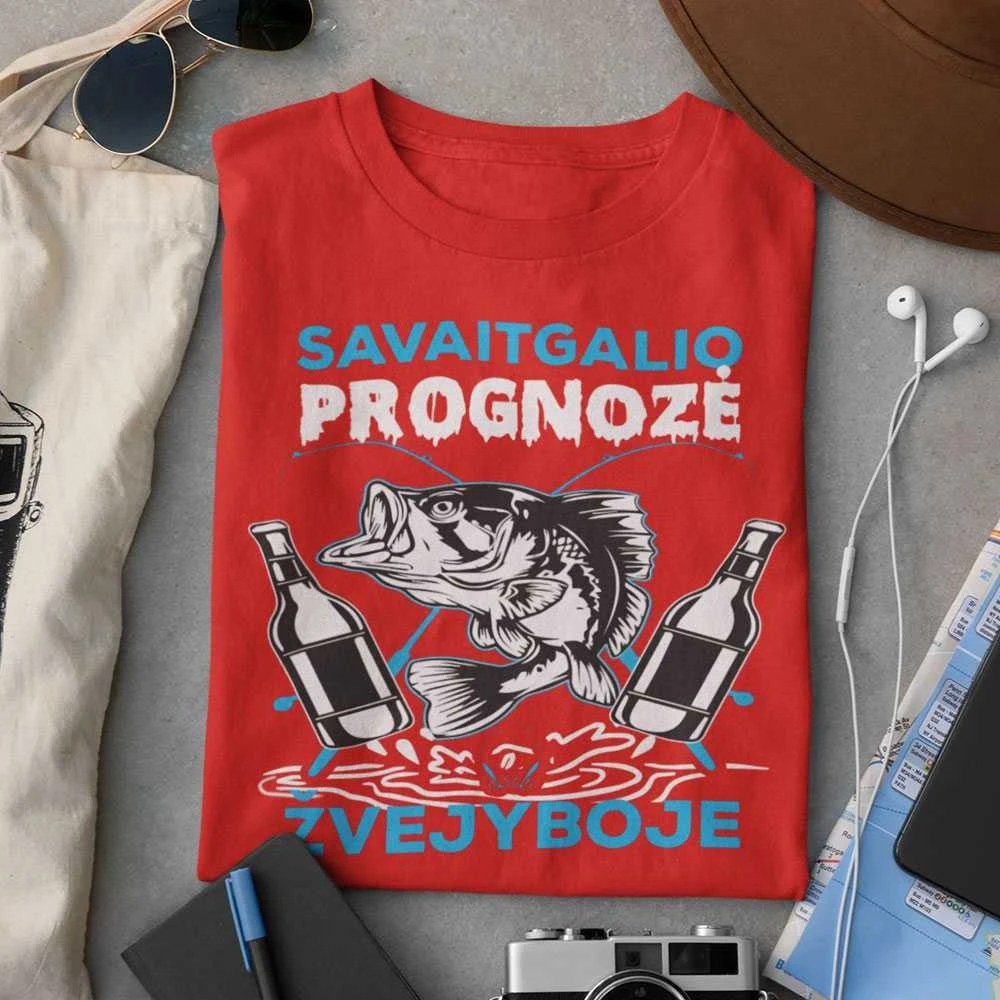 Marškinėliai "Savaitgalio prognozė žvejyboje"