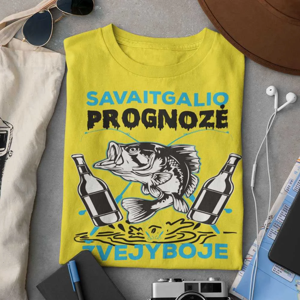Marškinėliai "Savaitgalio prognozė žvejyboje"