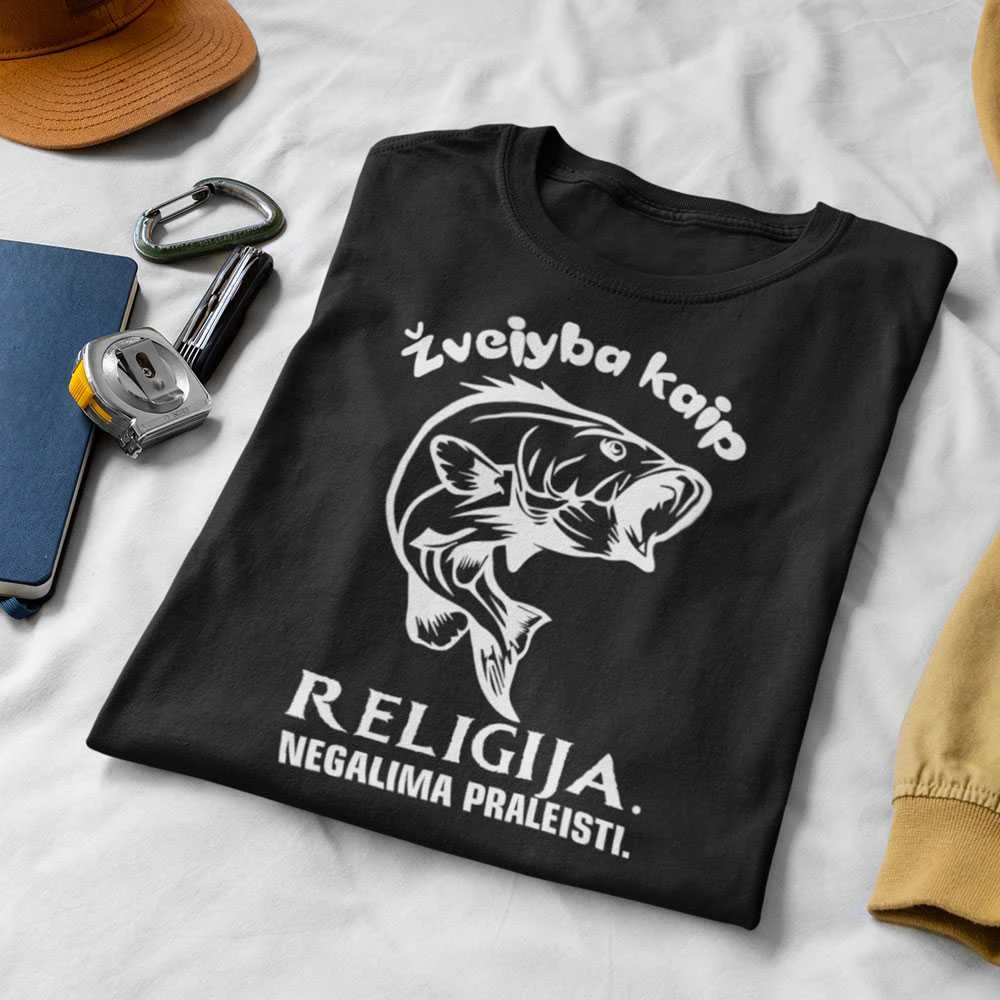 Marškinėliai "Žvejyba kaip religija"