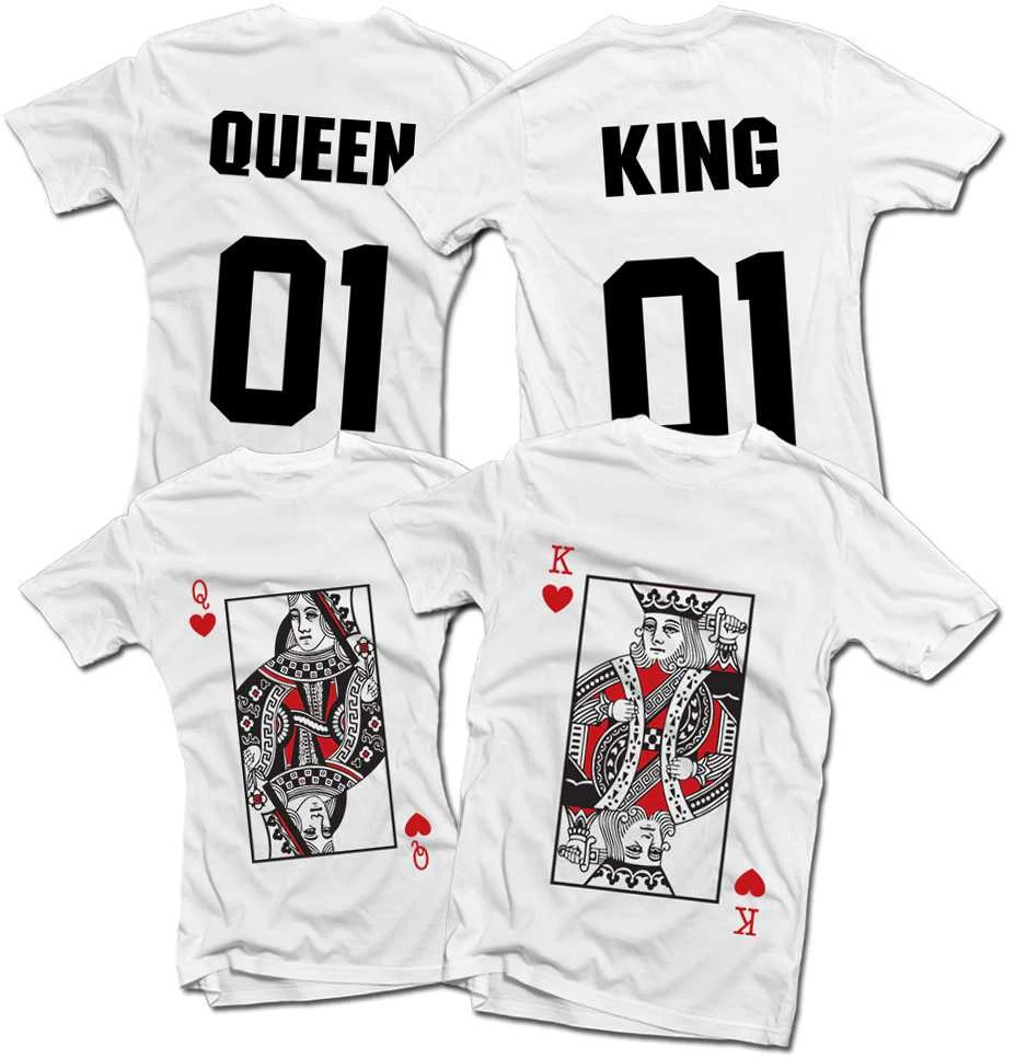 Marškinėlių komplektas "King & Queen" su spauda iš priekio ir iš galo