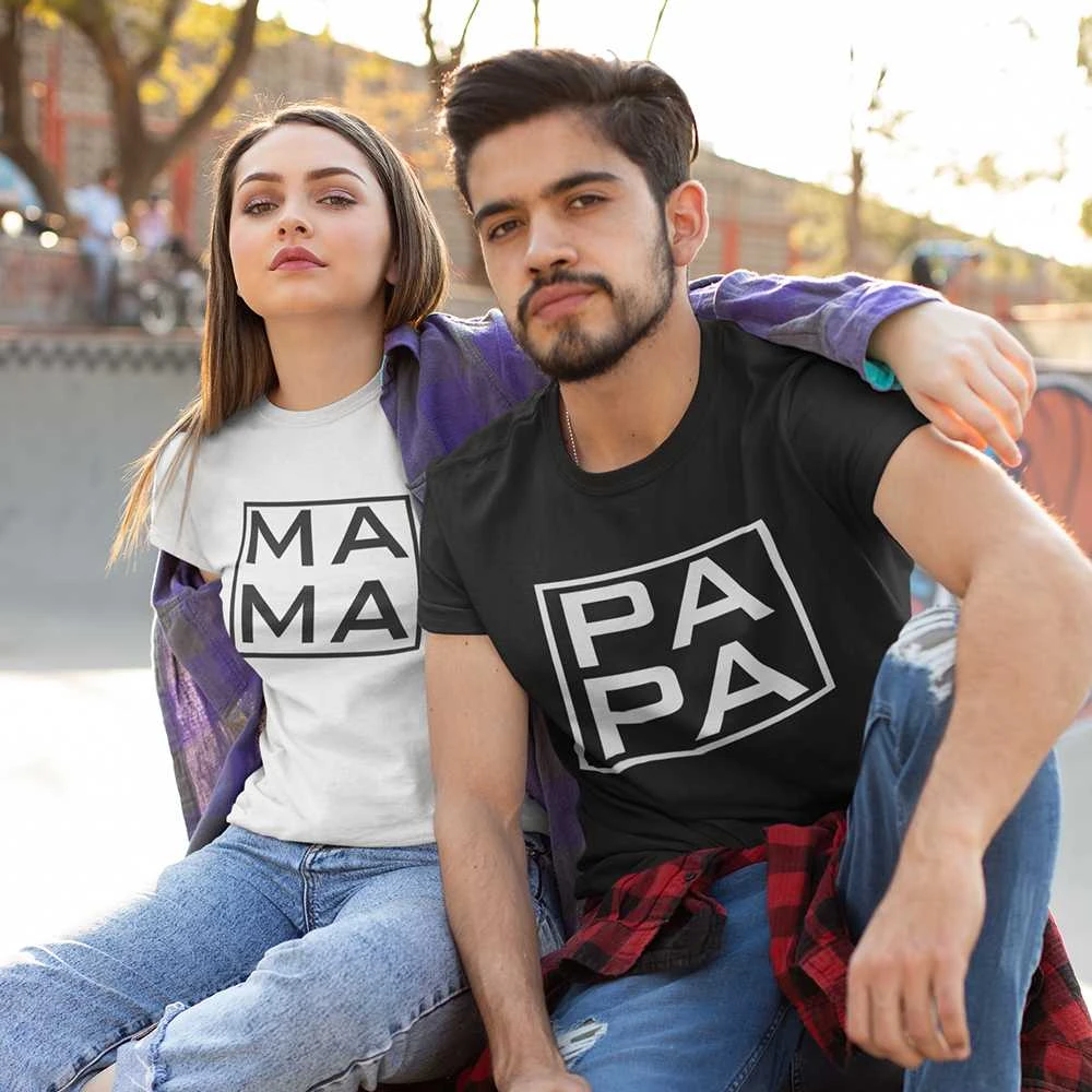Marškinėlių komplektas "MAMA and PAPA"