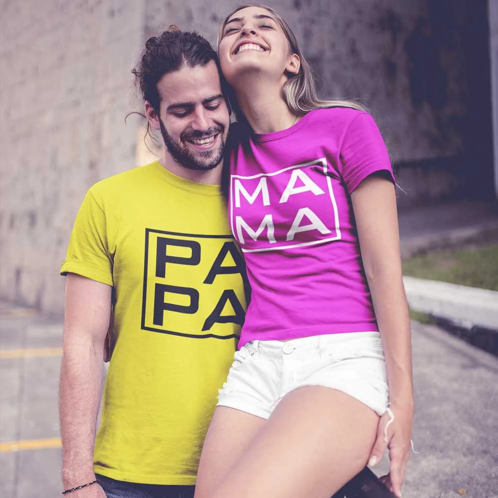 Marškinėlių komplektas "MAMA and PAPA"