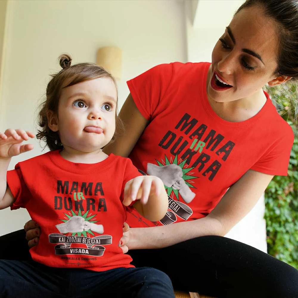 Marškinėlių komplektas mamai ir vaikui "Mama ir dukra"