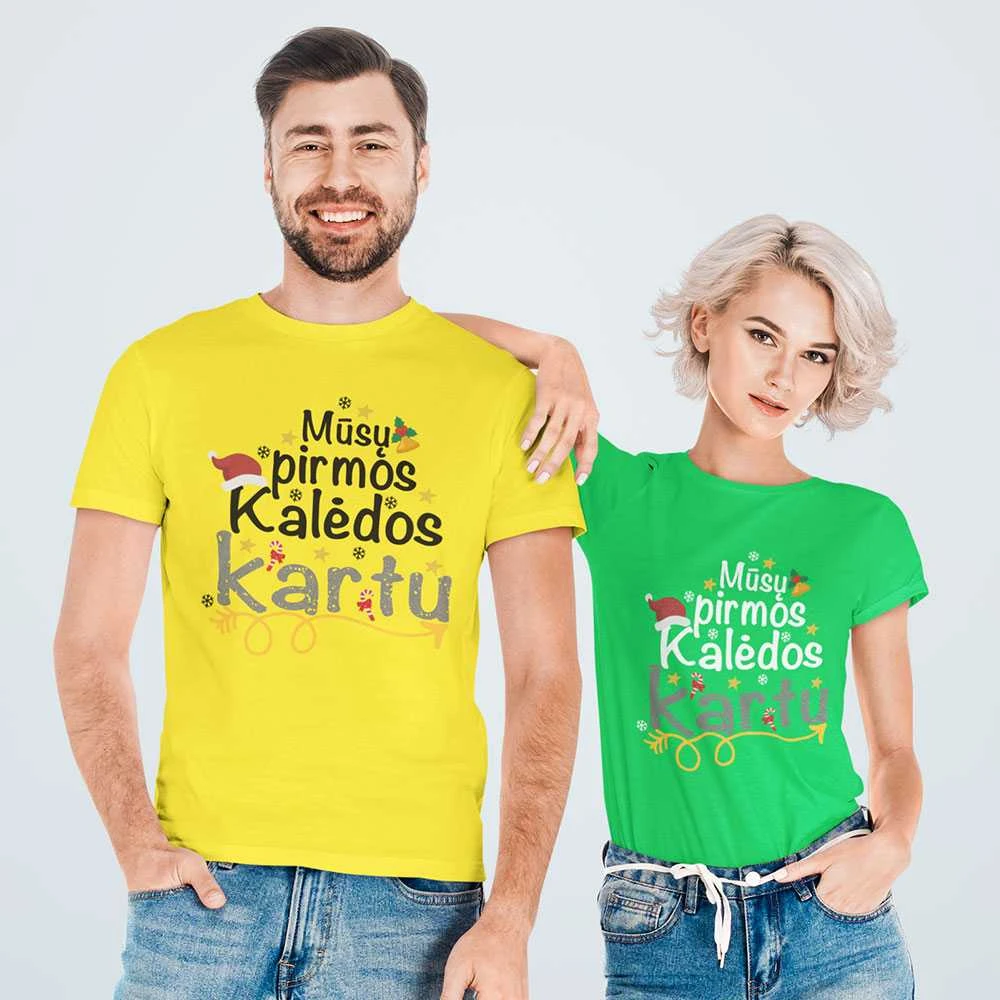 Marškinėlių komplektas "Mūsų pirmos Kalėdos kartu"