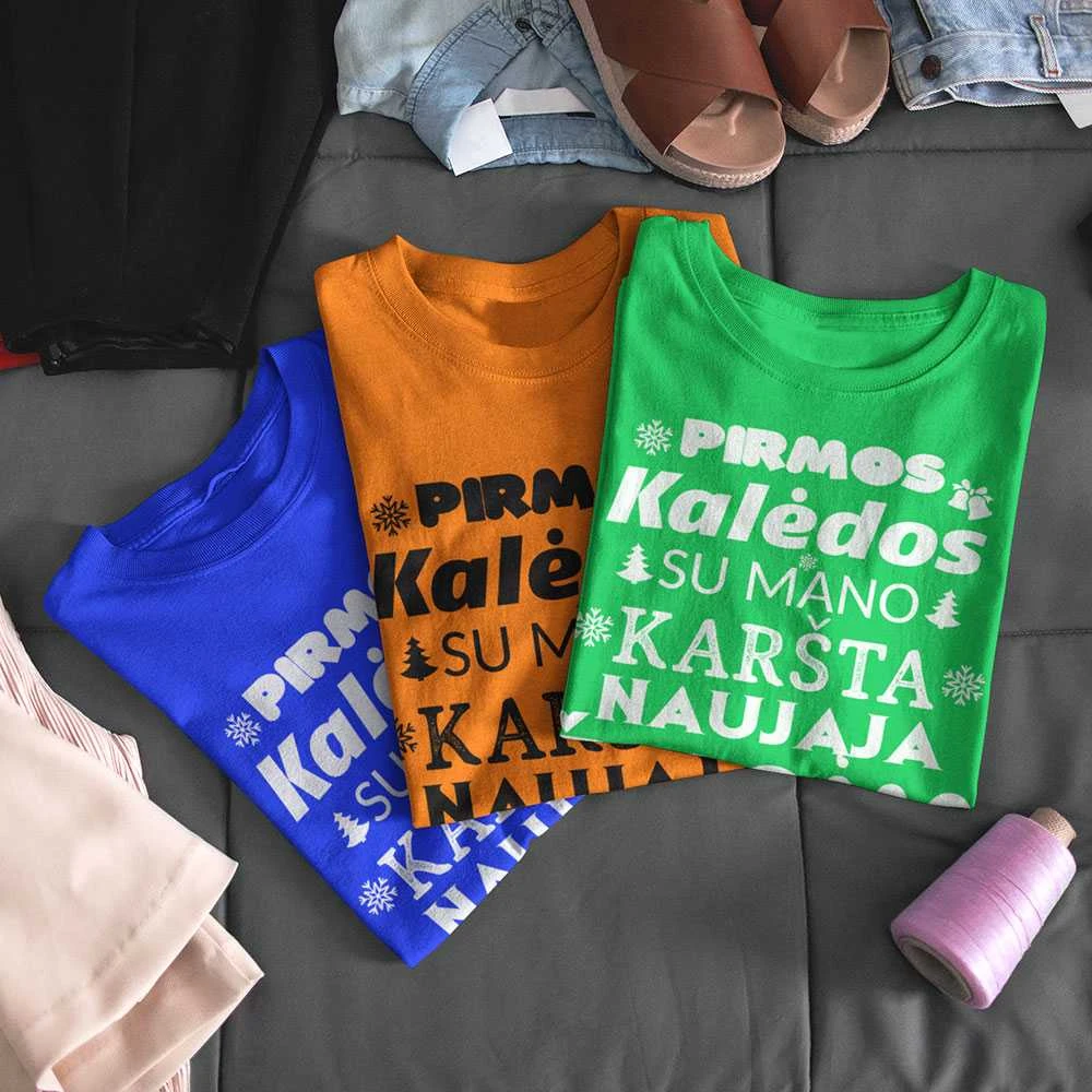 Marškinėlių komplektas "Pirmos šeimos Kalėdos"