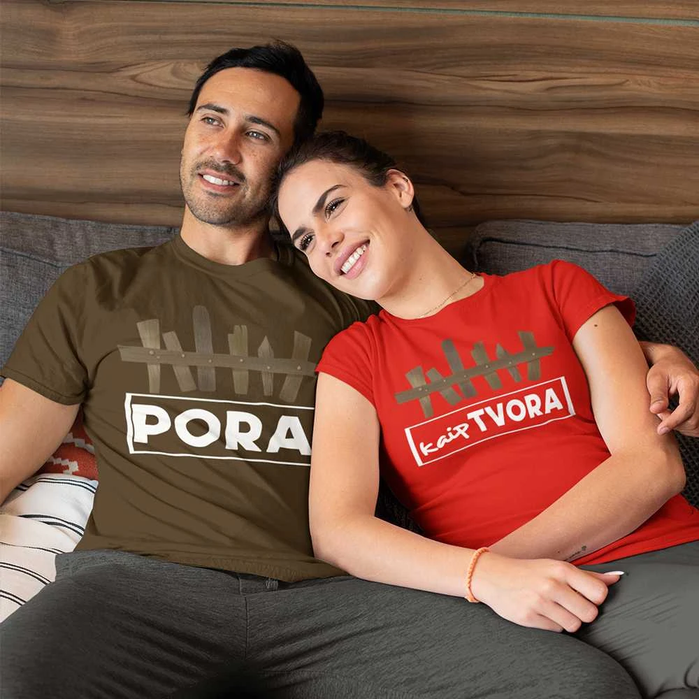 Marškinėlių komplektas "Pora kaip tvora"