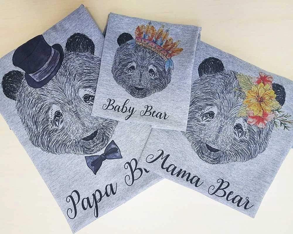 Marškinėlių komplektas šeimai "Bear Family"